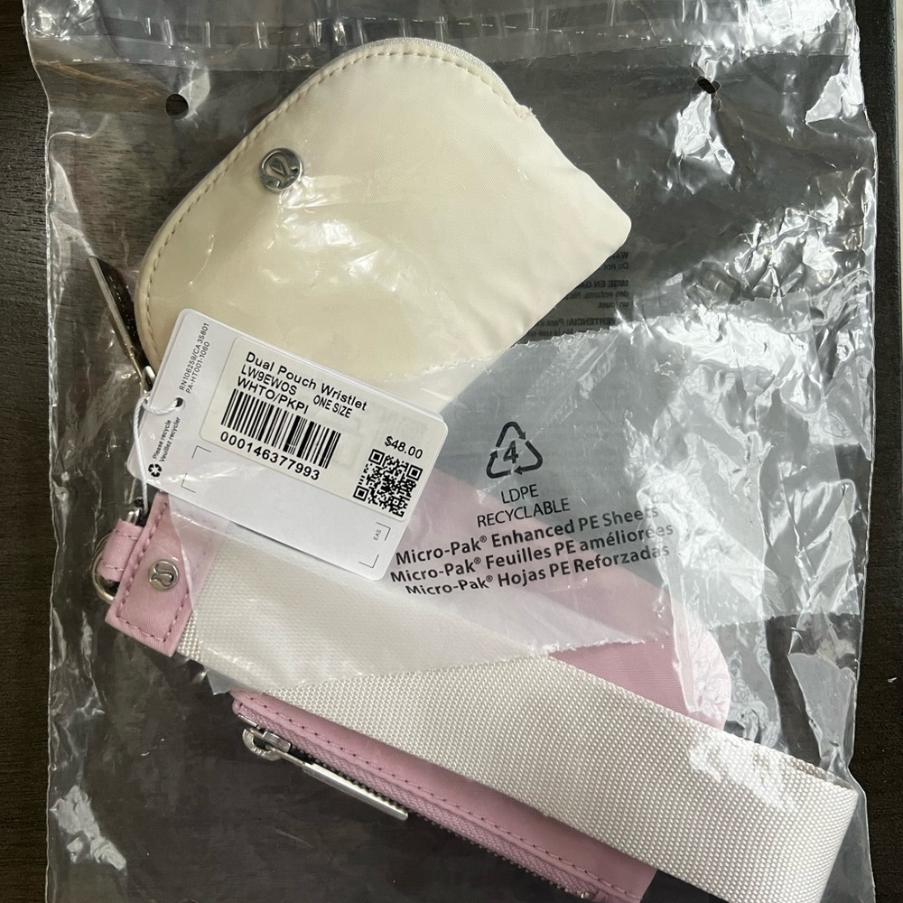 Lululemon dual pouch wristlet (pink peony/white opal)